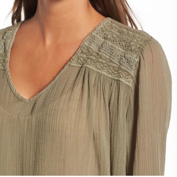 Current Elliott Picnic Shirt Blouse Charcoal Grey Embroidered Long Sleeve size 1 - Picture 11 of 14